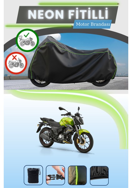 Siyah Arka Çanta Uyumlu Neon Fitilli Rks RK125-S Uyumlu Motor Brandası