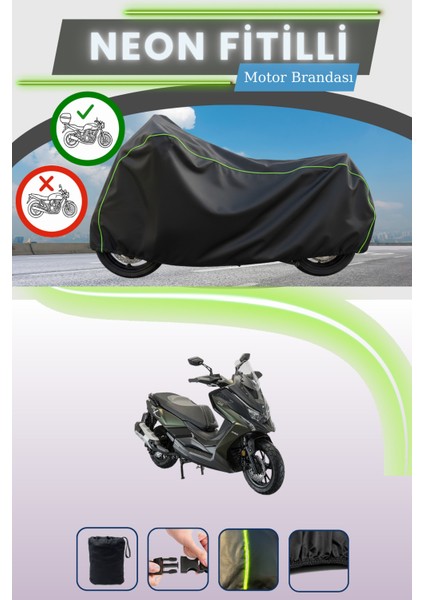 Siyah Arka Çanta Uyumlu Neon Fitilli Kymco Xtown 250I Uyumlu Motor Brandası
