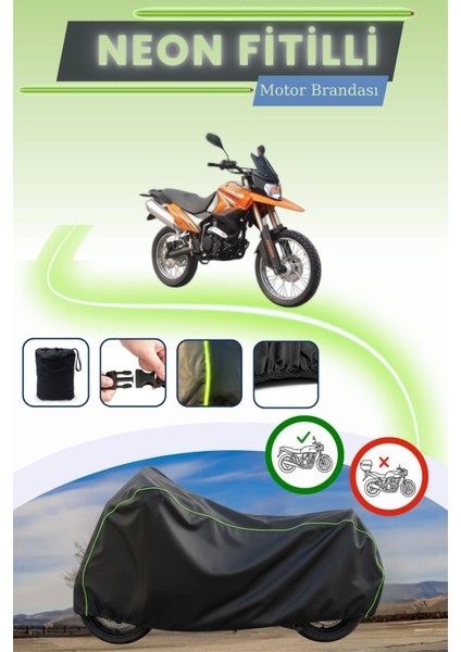 Siyah Neon Fitilli Kadırga KD-250GY Uyumlu Motor Brandası