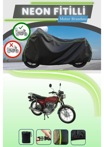 Siyah Arka Çanta Uyumlu Neon Fitilli Mondial 125 Uag Uyumlu Motor Brandası