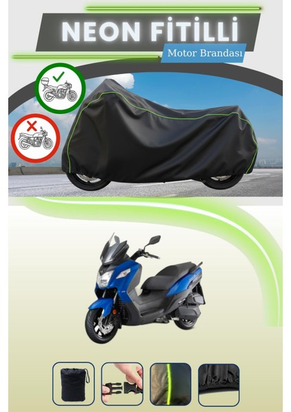 Siyah Arka Çanta Uyumlu Neon Fitilli Sym Joymax Z Plus 250 Uyumlu Motor Brandası