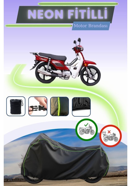 Siyah Neon Fitilli Kanuni Trodon Xs 50 Uyumlu Motor Brandası