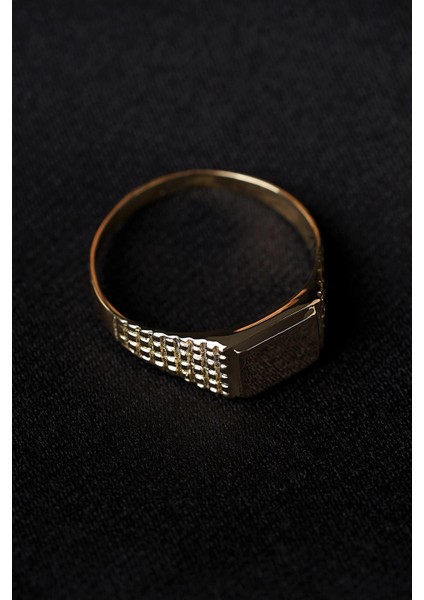 14 Ayar Altın Küp Işlemeli Şövalye Erkek Yüzük indirimleri