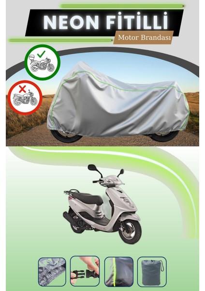 Gri Arka Çanta Uyumlu Neon Fitilli Yamaha Cygnus L Uyumlu Motosiklet Brandası