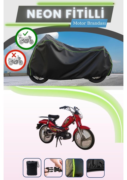 Siyah Arka Çanta Uyumlu Neon Fitilli Yamaha Zoom Uyumlu Motor Brandası