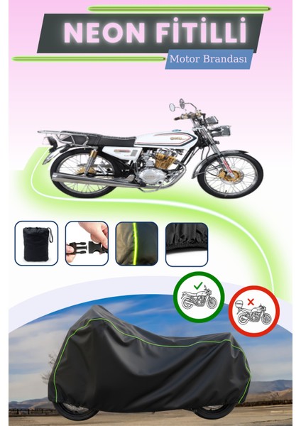 Siyah Neon Fitilli Kuba Çita 125R Max Gold Uyumlu Motor Brandası