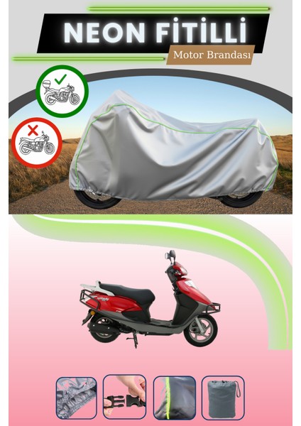 Gri Arka Çanta Uyumlu Neon Fitilli Abush Speedy 125I Uyumlu Motosiklet Brandası