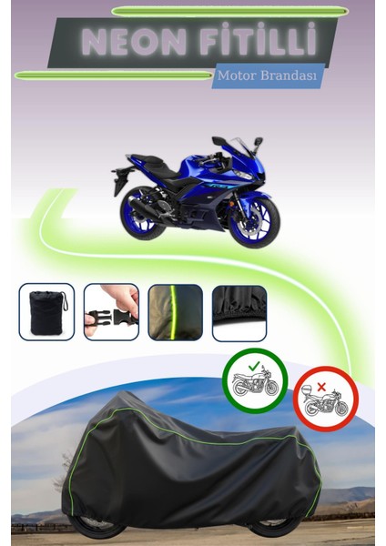 Siyah Neon Fitilli Yamaha Yzf R3 Uyumlu Motor Brandası