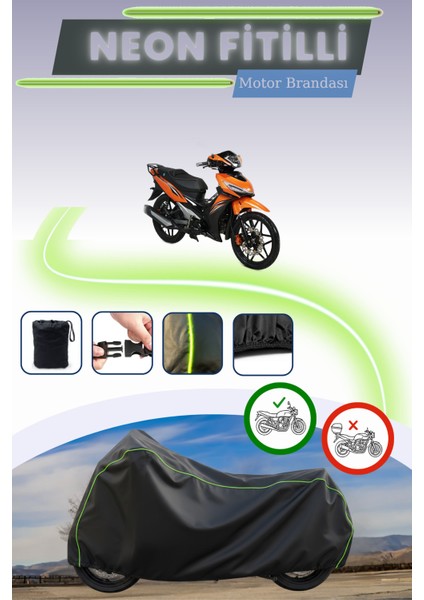 Siyah Neon Fitilli Rks Easy Pro 50 Uyumlu Motor Brandası