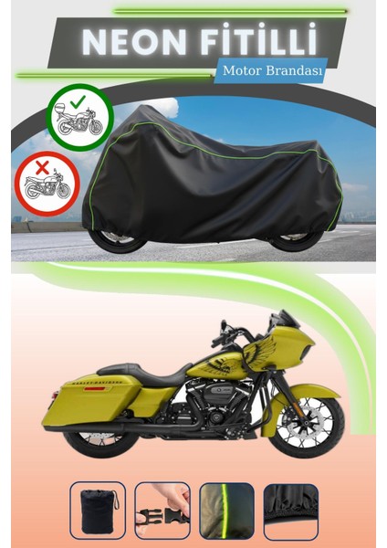 Siyah Arka Çanta Uyumlu Neon Fitilli Harley Davidson Road Glide St Uyumlu Motor Brandası