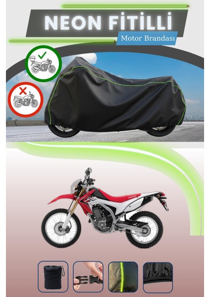 Siyah Arka Çanta Uyumlu Neon Fitilli Honda Crf 250 L Uyumlu Motor Brandası