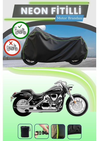 Siyah Arka Çanta Uyumlu Neon Fitilli Honda Vf 750 C Magna Uyumlu Motor Brandası
