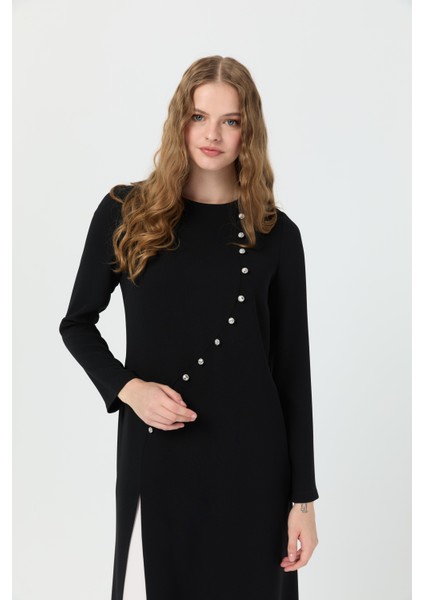 Oval Kapmalı Yırtmaçlı Pantolonlu Takım Ekru fiyatları