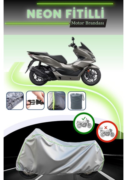 Gri Neon Fitilli Honda PCX150 Uyumlu Motosiklet Brandası