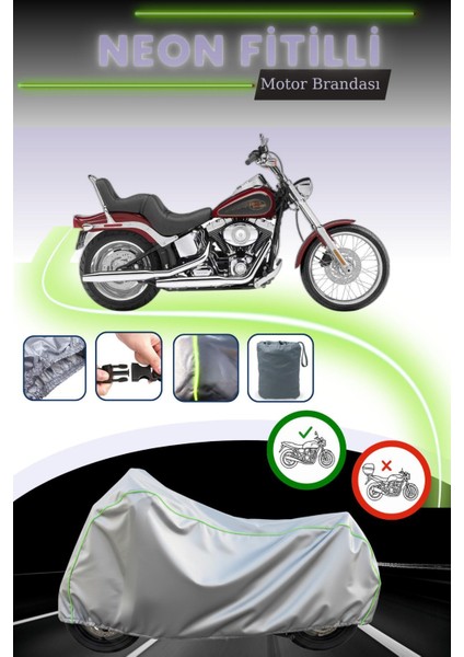 Gri Neon Fitilli Harley Davidson Softail Custom Fxstc Uyumlu Motosiklet Brandası