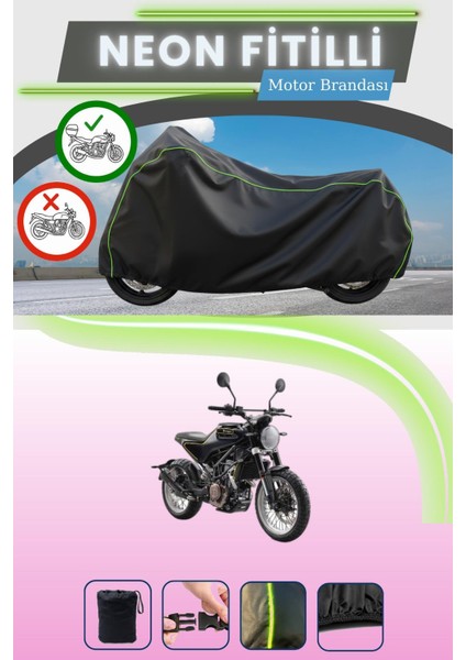 Siyah Arka Çanta Uyumlu Neon Fitilli Husqvarna Svartpilen 401 Uyumlu Motor Brandası