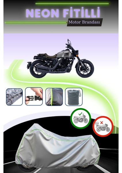 Gri Neon Fitilli Rks K-Light 250 Uyumlu Motosiklet Brandası