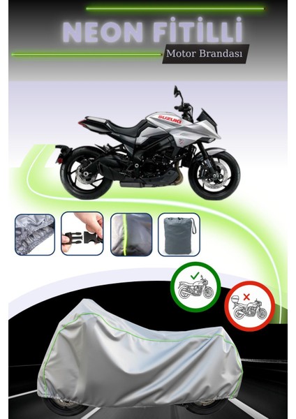 Gri Neon Fitilli Suzuki Katana Uyumlu Motosiklet Brandası