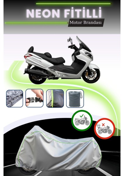 Gri Neon Fitilli Sym Maxi 400I Uyumlu Motosiklet Brandası