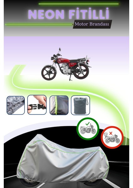 Gri Neon Fitilli Mondial 50 Uag Uyumlu Motosiklet Brandası