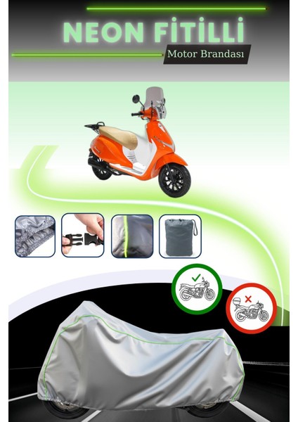 Gri Neon Fitilli Rks Premium 125 Uyumlu Motosiklet Brandası