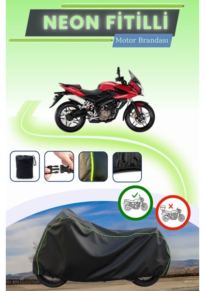 Siyah Neon Fitilli Bajaj Pulsar As 200 Uyumlu Motor Brandası