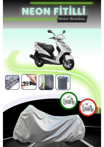 Gri Neon Fitilli Yamaha Cygnus x Uyumlu Motosiklet Brandası