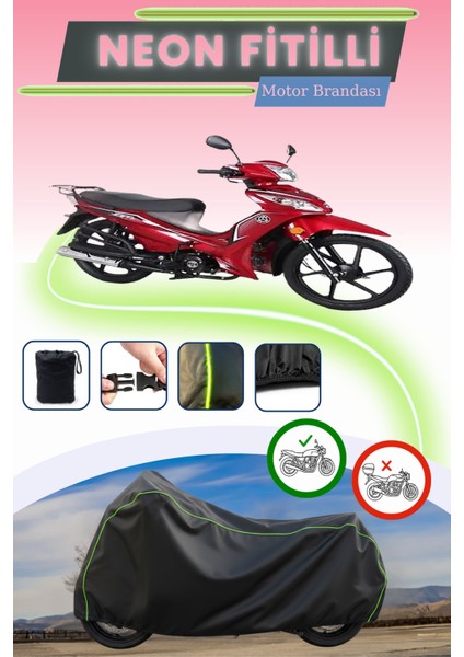 Siyah Neon Fitilli Kuba Ege 50 Uyumlu Motor Brandası