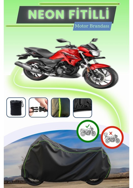 Siyah Neon Fitilli Hero Hunk 200R Uyumlu Motor Brandası