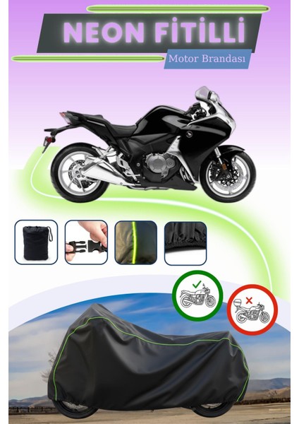 Siyah Neon Fitilli Honda Vfr 1200 F Uyumlu Motor Brandası