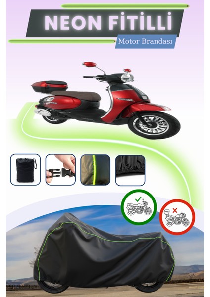 Siyah Neon Fitilli Kuba Brilliant 50 Plus Uyumlu Motor Brandası