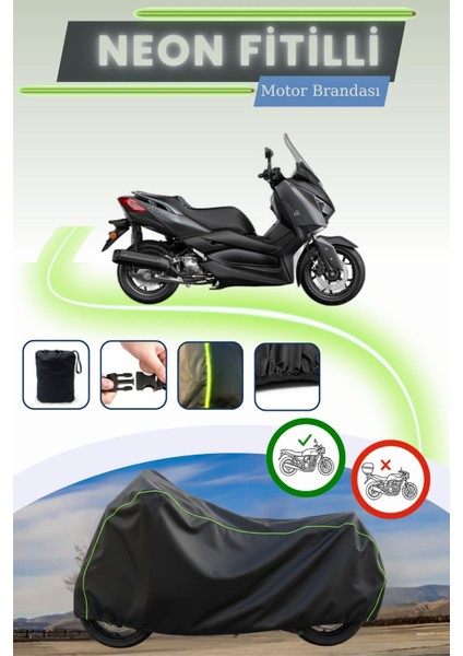 Siyah Neon Fitilli Yamaha X-Max 125 Iron Max Abs Uyumlu Motor Brandası