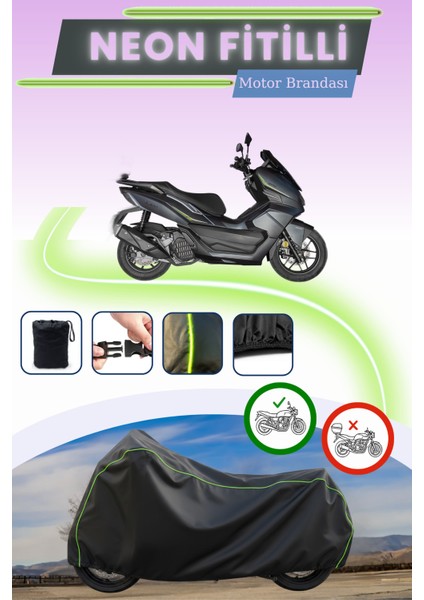 Siyah Neon Fitilli Yuki Vampire 125 Uyumlu Motor Brandası