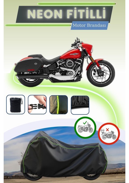 Siyah Neon Fitilli Harley Davidson Softail Sport Glide Uyumlu Motor Brandası