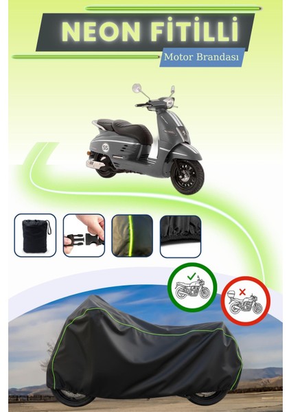 Siyah Neon Fitilli Peugeot Django 50 Uyumlu Motor Brandası