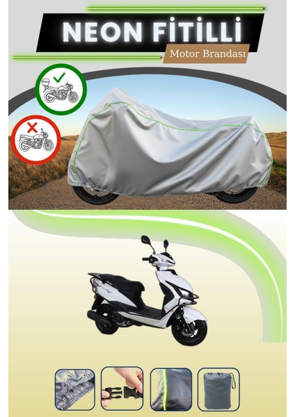 Gri Arka Çanta Uyumlu Neon Fitilli Rks Blazer 50 Uyumlu Motosiklet Brandası