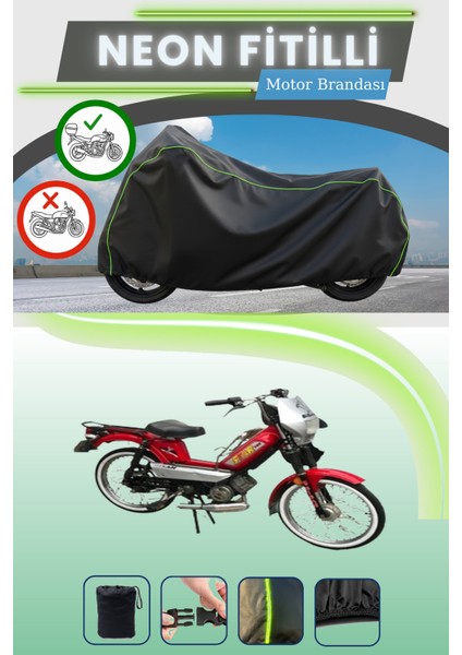 Siyah Arka Çanta Uyumlu Neon Fitilli Bisan Star Uyumlu Motor Brandası