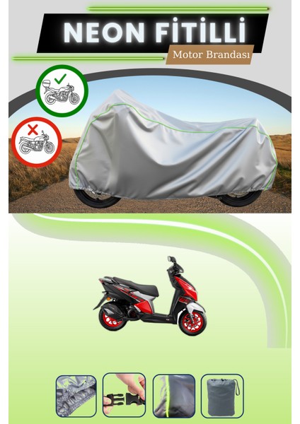 Gri Arka Çanta Uyumlu Neon Fitilli Apachi Beauty 125 Uyumlu Motosiklet Brandası