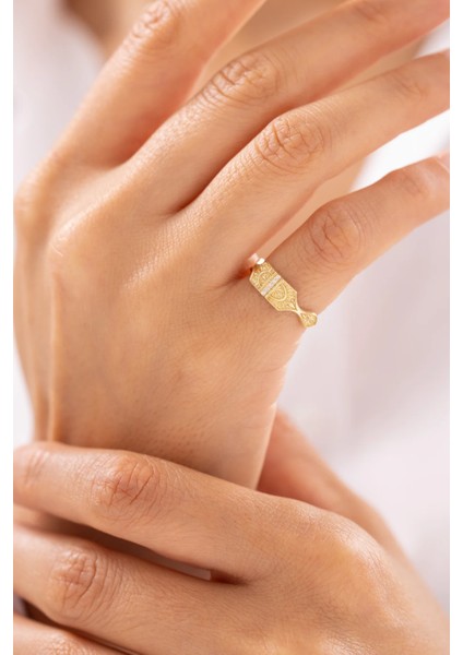 Klasik Desenli Vintage 14 Ayar Altın Yüzük