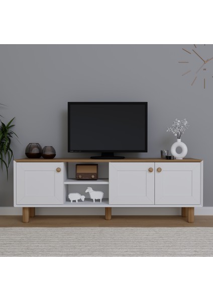 Bohem Serisi Garden Meşe - Beyaz Tv Ünitesi