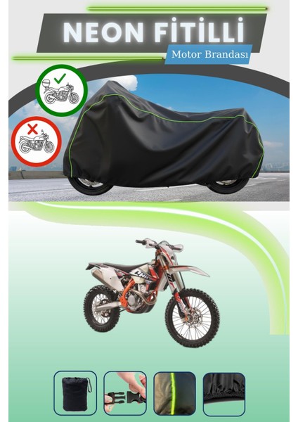 Siyah Arka Çanta Uyumlu Neon Fitilli Ktm 350 Exc-F Six Days Uyumlu Motor Brandası