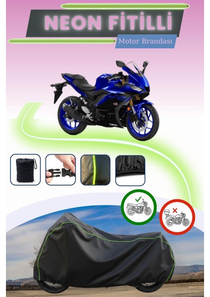 Siyah Neon Fitilli Yamaha Yzf R25 Abs Uyumlu Motor Brandası
