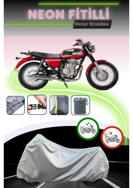 Gri Neon Fitilli Jawa Cz 350 Uyumlu Motosiklet Brandası