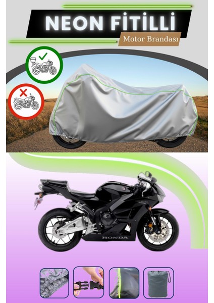 Gri Arka Çanta Uyumlu Neon Fitilli Honda Cbr 600 Rr Uyumlu Motosiklet Brandası