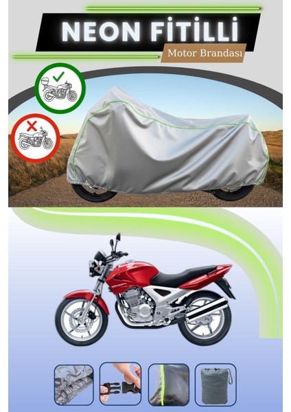 Gri Arka Çanta Uyumlu Neon Fitilli Honda Cbx 250 Twister Uyumlu Motosiklet Brandası