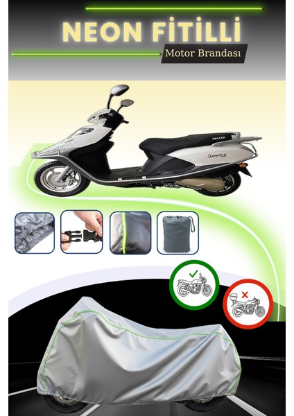 Gri Neon Fitilli Falcon Guppi 110 Uyumlu Motosiklet Brandası