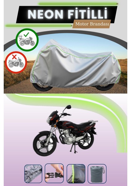 Gri Arka Çanta Uyumlu Neon Fitilli Mondial 125 Mx Grumble Uyumlu Motosiklet Brandası