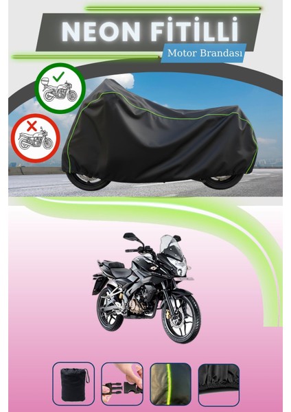 Siyah Arka Çanta Uyumlu Neon Fitilli Bajaj Pulsar As 150 Uyumlu Motor Brandası
