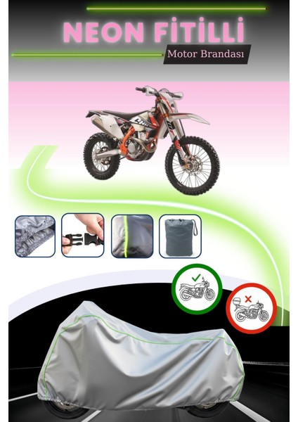 Gri Neon Fitilli Ktm 300 Exc Six Days Tpı Uyumlu Motosiklet Brandası