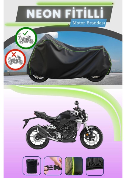 Siyah Arka Çanta Uyumlu Neon Fitilli Honda Cb 250 R Uyumlu Motor Brandası